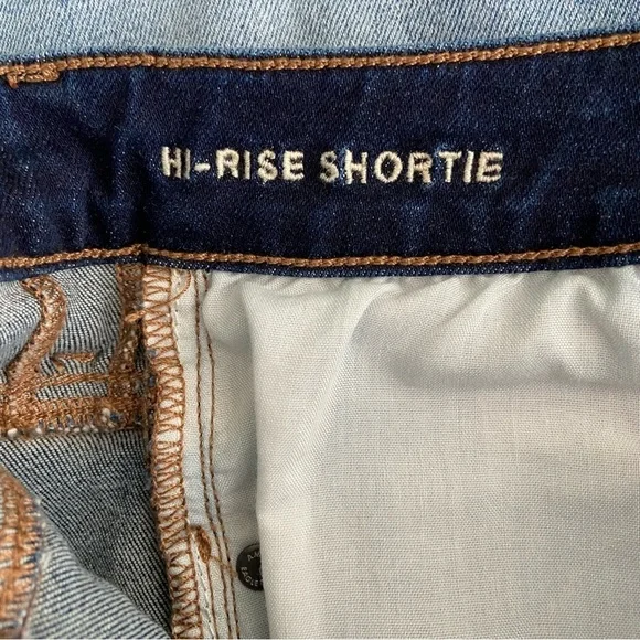 American Eagle dark wash destroyed denim shorts stretch hi-rise shortie‎ 0 - Picture 4 of 5